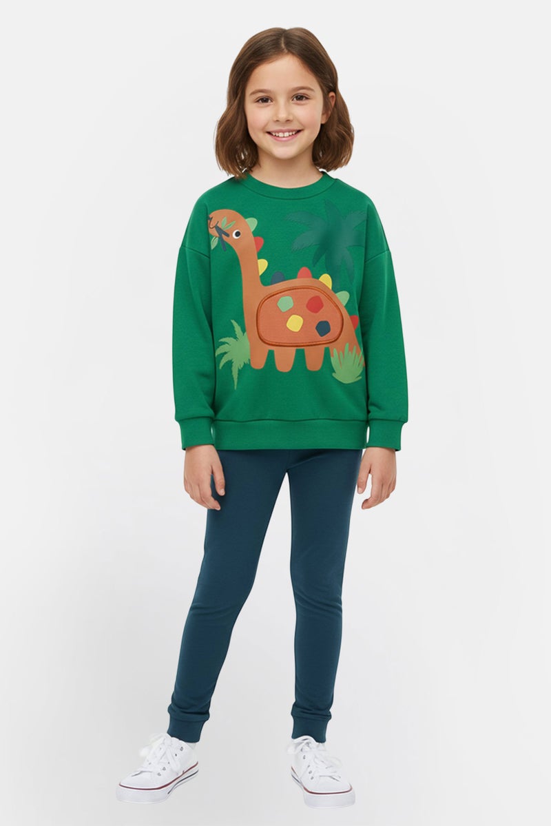 Lily & Jack Toddlers Girl 2 Pieces Textured Sweatshirt And Pants Set, Green - Image 1